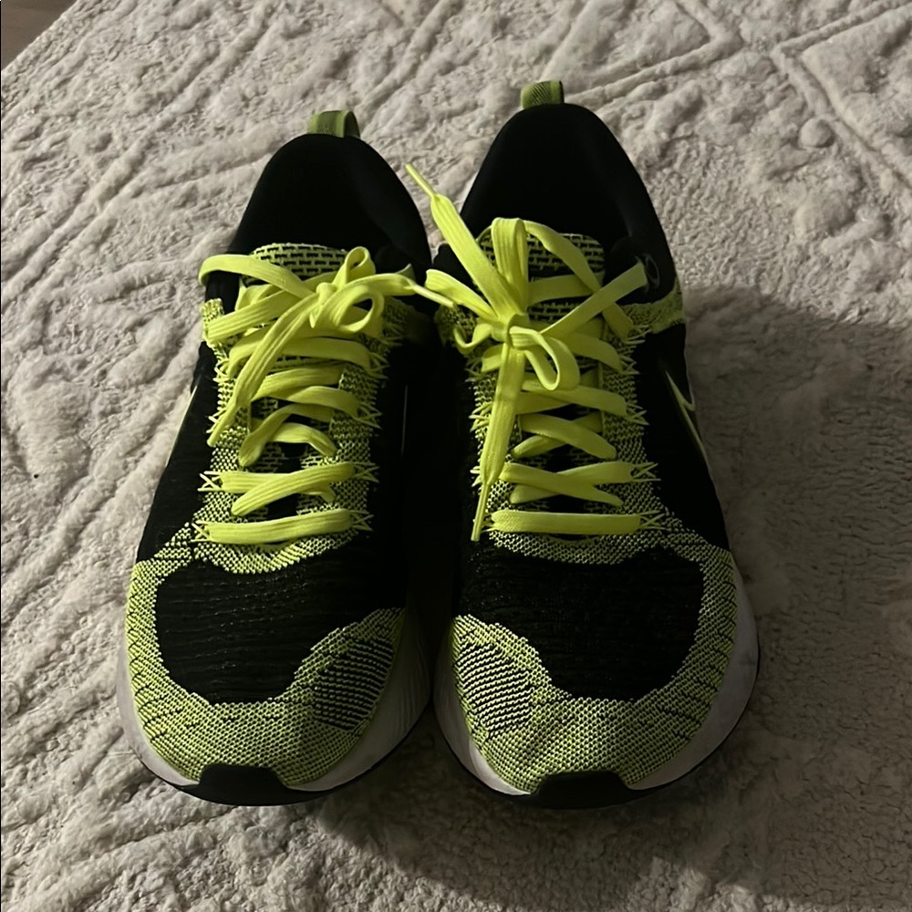 Black and Neon Green Athletic Sneakers